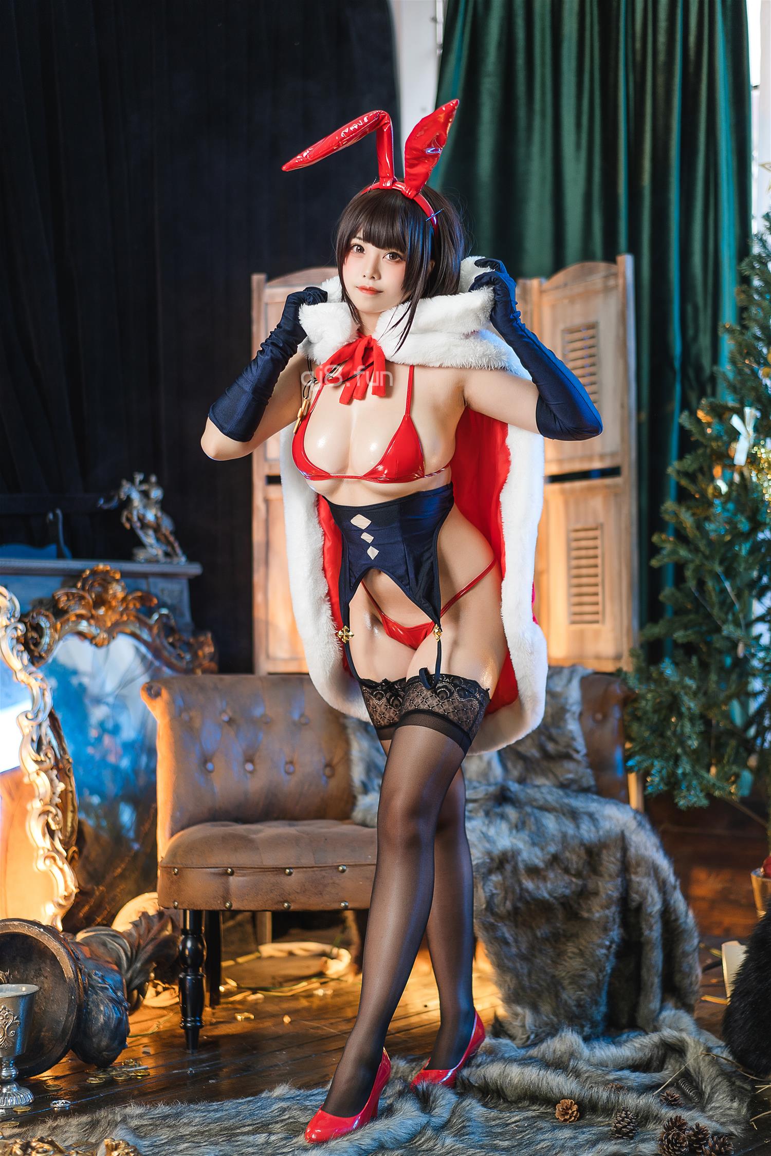 蜜汁猫裘 魔太郎圣诞 [51P-952MB]